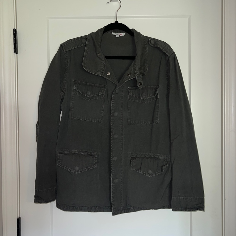 Justfab Grey Utility Jacket With Snaps Size M - image 1